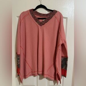 Free People Coral Waffle Knit
